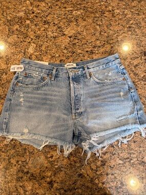 NWT Agolde Parker Washed Frayed Hem Denim Shorts Swampmeet Blue - Size 30